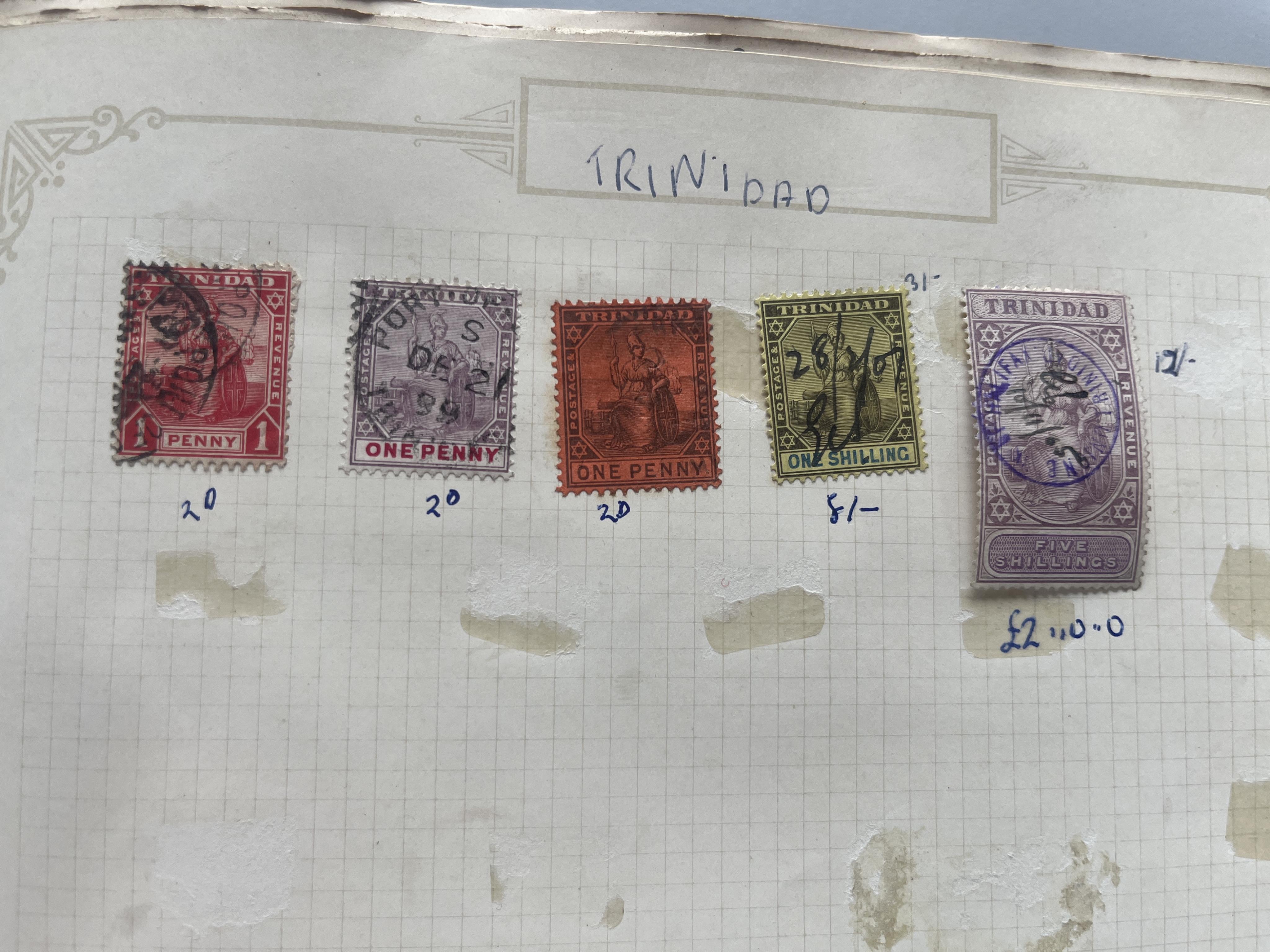 New Imperial postage stamp album and The Gascoyne Philatelic album containing 1d black, 1d reds 1d blue, Trinidad five shillings and another with Victorian 2/6d Victoria to George VI British & Commonwealth stamps etc (2